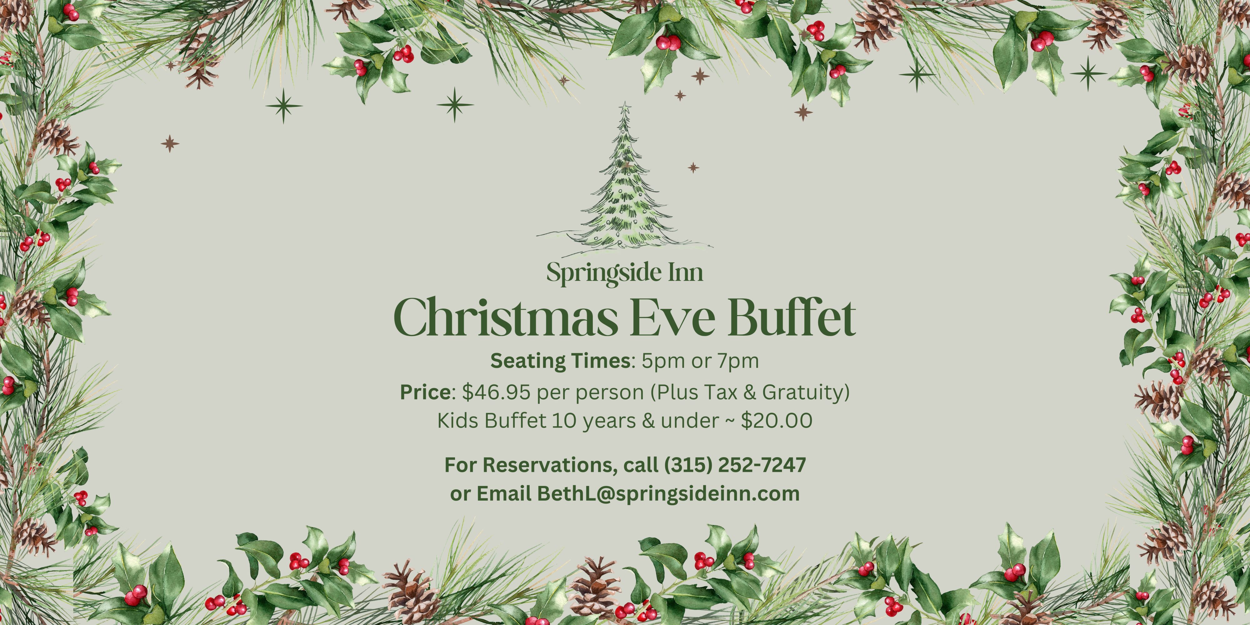 Springside Inn Christmas Eve Buffet Banner