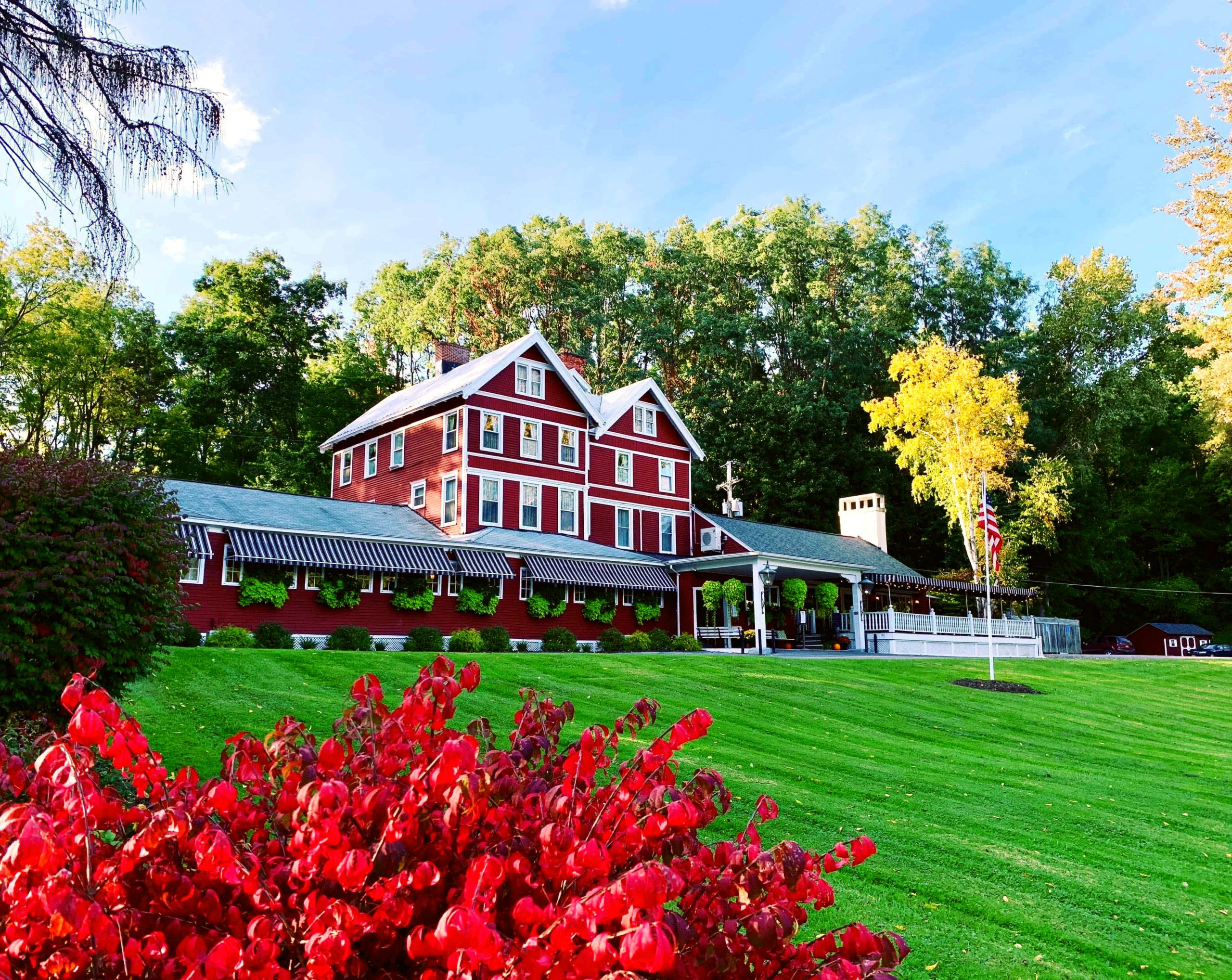 The classic red facade of the Springside Inn